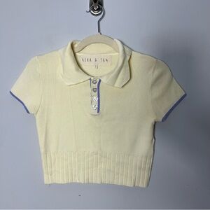 Lazy Oaf Kina & Tam Cropped Polo Collared Knit Sweater Top Short Sleeve 148